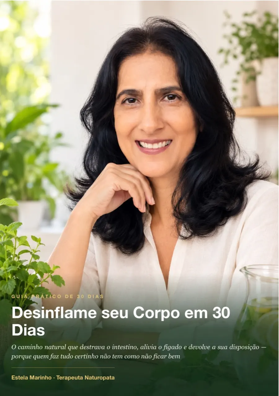 Capa do guia Desinflame seu Corpo em 30 Dias, de Estela Marinho